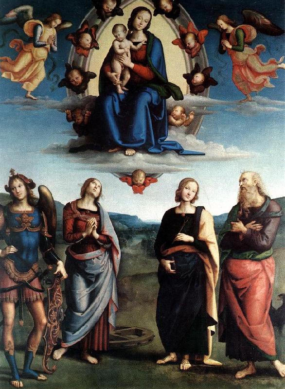 PERUGINO, Pietro Madonna in Glory with the Child and Saints f oil painting image